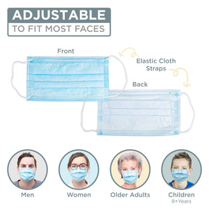 3 Ply Disposable Face Masks with Elastic Ear Loops