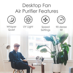 Crane Desk Top Air Purifier & Fan – With HEPA & UVC Light