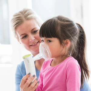 Innospire Go Portable Mesh Nebulizer - Being used with a pediatric mask